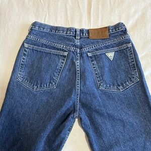 VTG Guess Men's Jeans 31 Dark Blue American Tradition Made In USA Frayed Hem